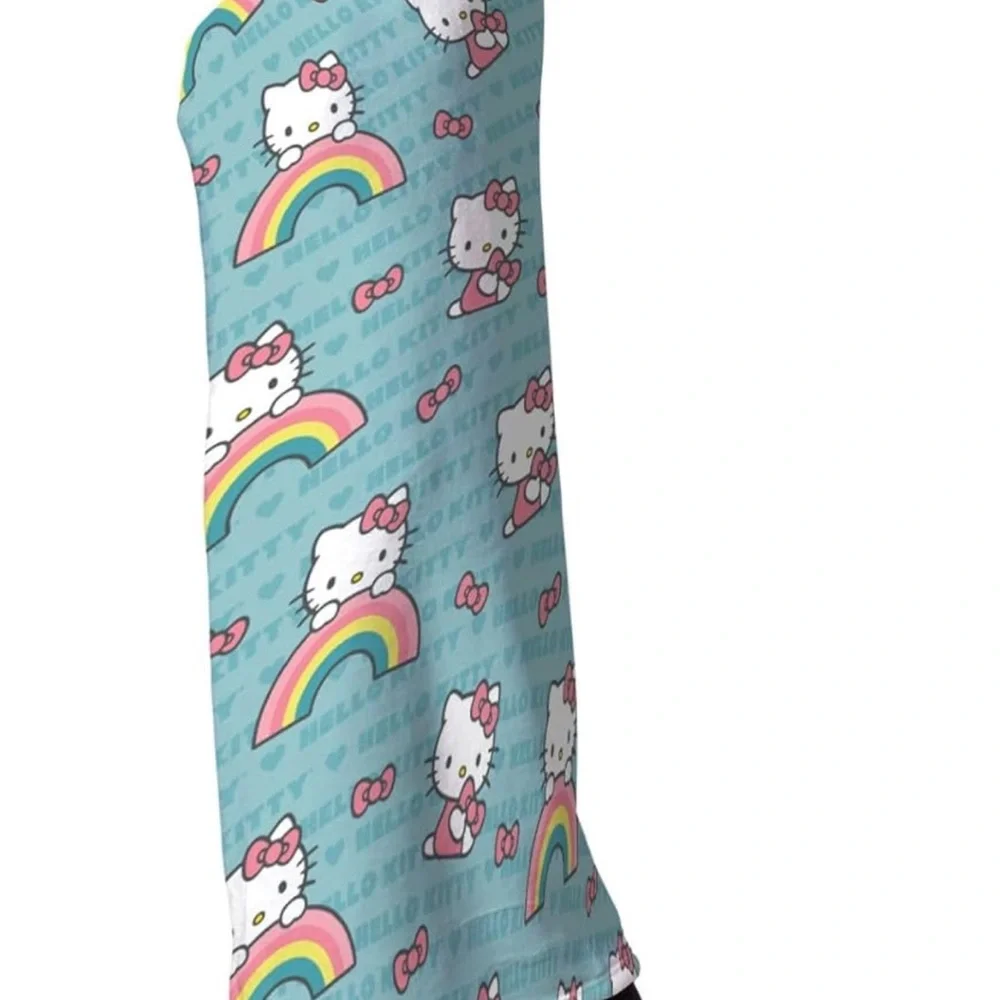 Hello Kitty Aqua Pink White Rainbow Print Throw